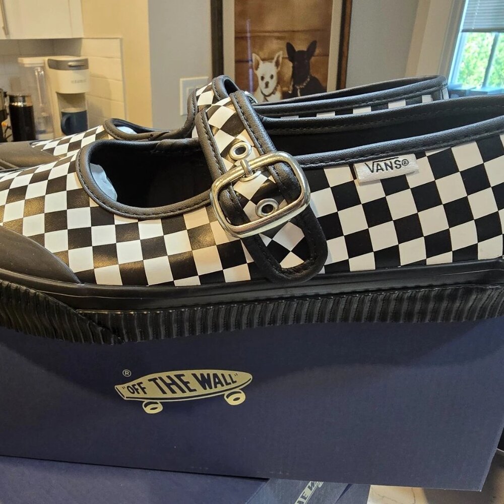 Vans Premium Mary Jane LX Leather Creep Checkerboard Sneakers Womens SZ 6.5 NEW